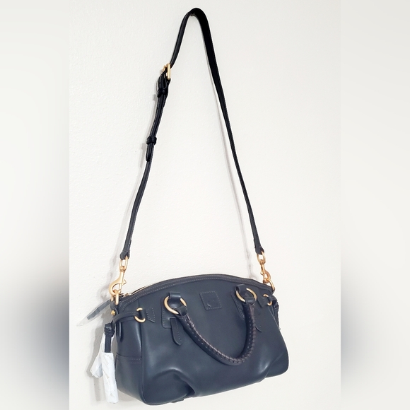 New Dooney Bourke Florentine Leather Medium Mail Satchel Black - Picture 9 of 10